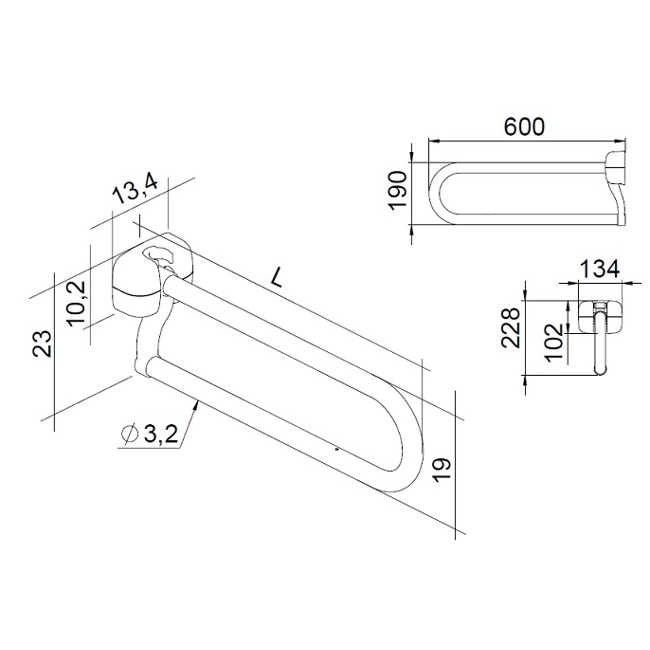 Vendita online Barra di sostegno in acciaio lucido L 60 cm.